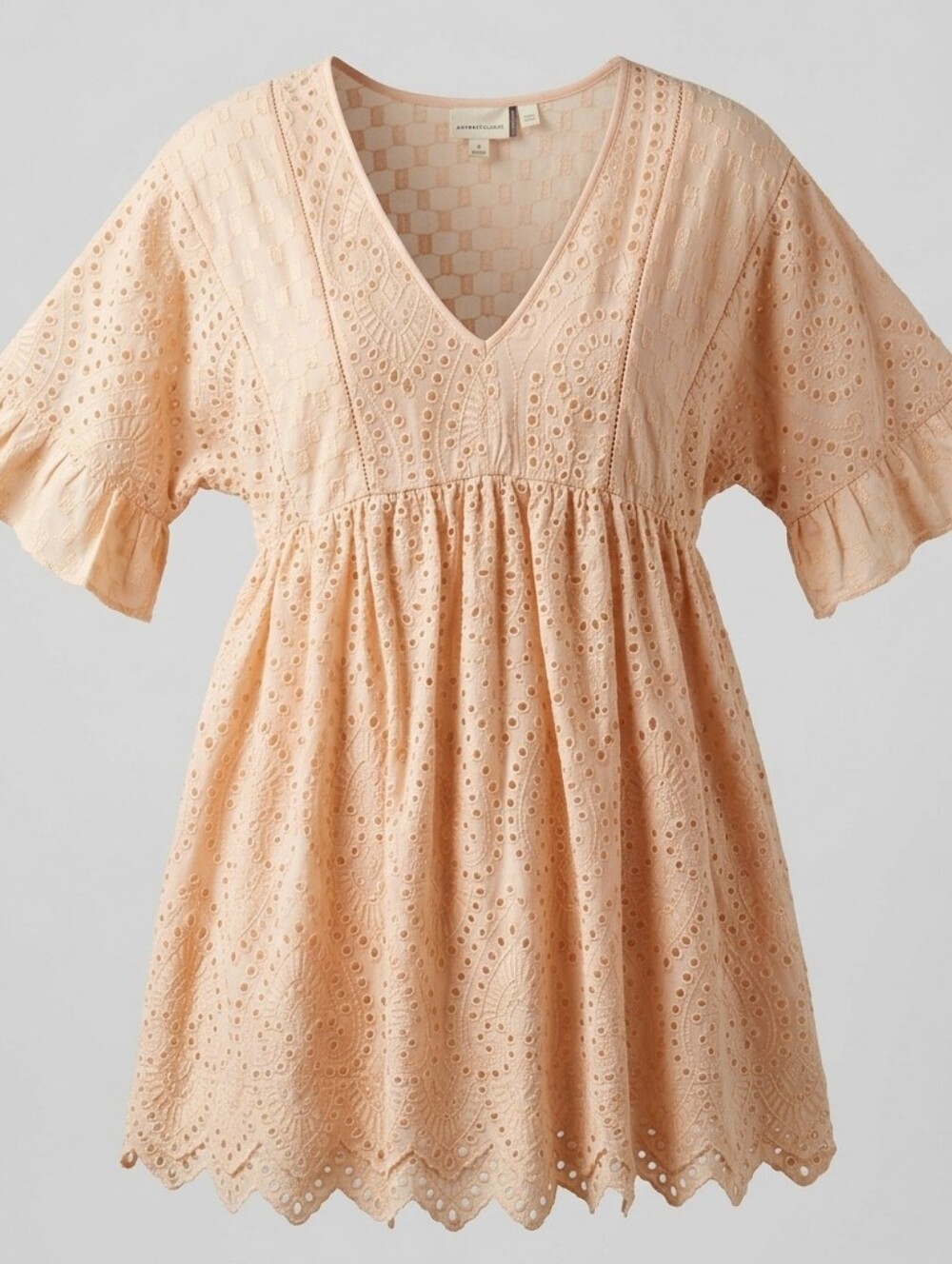 Anthropologie Akemi + Kin Brooke Eyelet Swing Dress Blush Pink/Peach Size 12